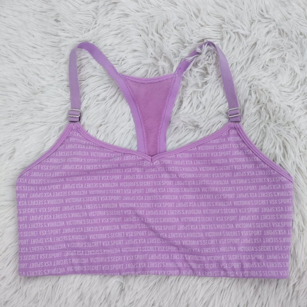 Victoria Secret The Player Racerback VSX Print Sports Bra Large Women Purple